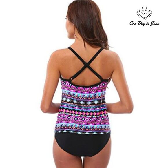 ALove Tribal Tankini Swimsuit Size L - Picture 2 of 5